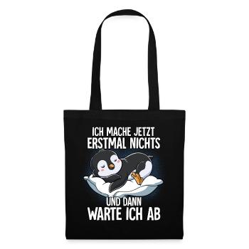 Langschläfer Pinguin Müde Schlaf - Stoffbeutel - Schwarz - Vorne