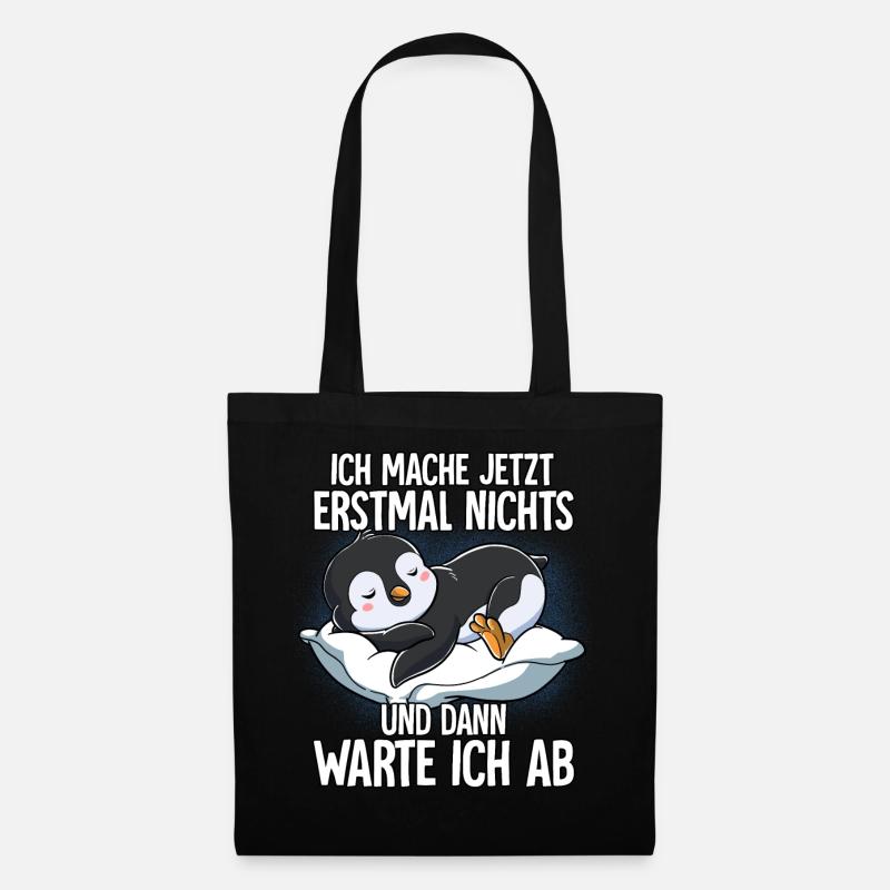 Langschläfer Pinguin Müde Schlaf - Stoffbeutel - Schwarz