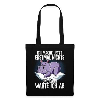 Langschläfer Nilpferd Müde Schlaf - Stoffbeutel - Schwarz - Vorne