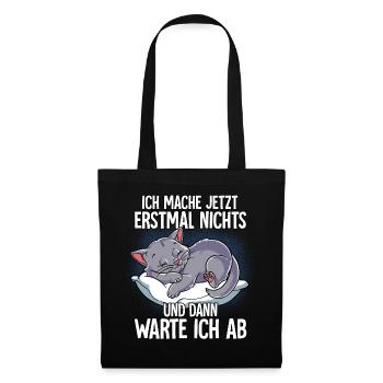 Langschläfer Katze Müde Schlaf - Stoffbeutel - Schwarz - Vorne