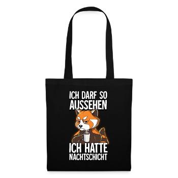Ich Hatte Nachtschicht Kaffee Roter Panda - Stoffbeutel - Schwarz - Vorne