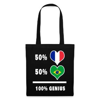 Drapeau du Brésil et de la France 100% génial - Sac en tissu - noir - Devant