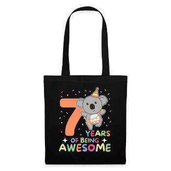 Koala zum 7. Geburtstag Kinder sieben Jahre alt - Stoffbeutel - Schwarz - Vorne
