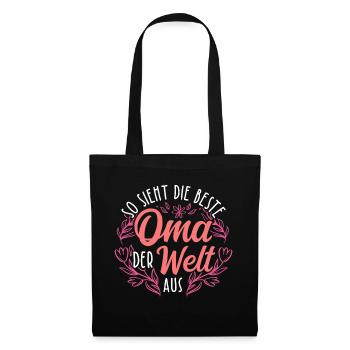 So Sieht Die Beste Oma Der Welt Aus - Geschenk Lie - Stoffbeutel - Schwarz - Vorne