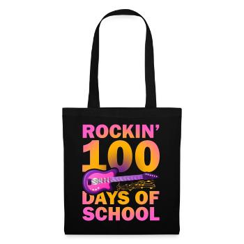 Rockin 100 jours d’école Guitariste Musicien - Sac en tissu - noir - Devant