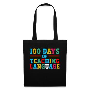 100 Tage Des Sprachunterrichts Schulfachlehrer - Stoffbeutel - Schwarz - Vorne