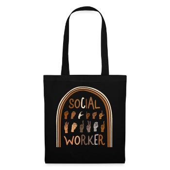 Social Worker Shirt, Social Worker ASL Hand Sign - Tote Bag - black - Front
