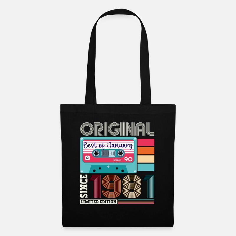 Janvier né en 1981 Cadeau du 42e anniversaire - Sac en tissu - noir