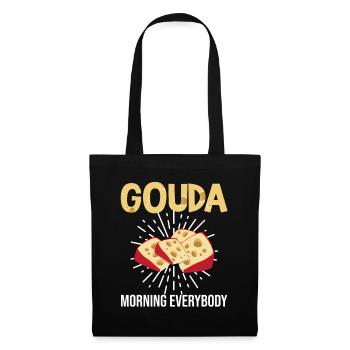 Devis fromagerie pour les amateurs de fromage Gouda et de Gouda - Sac en tissu - noir - Devant