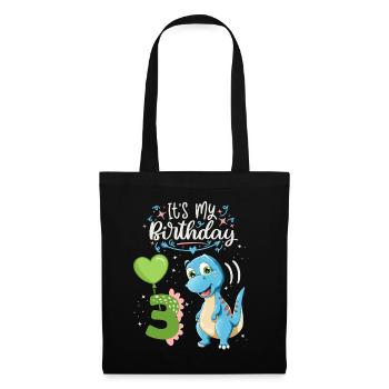 3ème anniversaire dinosaure, enfant dinosaure, 3 ans - Sac en tissu - noir - Devant