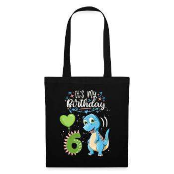 Dinosaure de 6e anniversaire, enfant dinosaure, 6 ans - Sac en tissu - noir - Devant