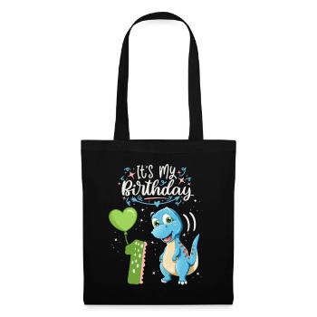 1er anniversaire dinosaure, enfant dinosaure, 1 an - Sac en tissu - noir - Devant