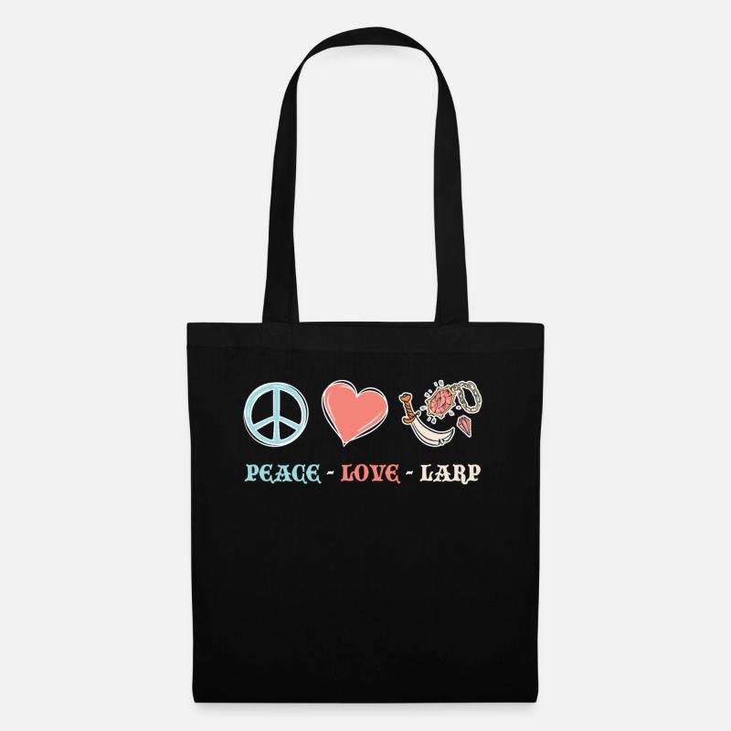 Peace. Love. Larp. - Larping - Stoffbeutel - Schwarz