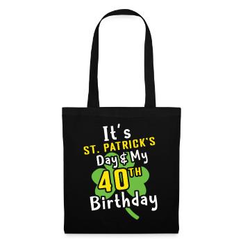 My Birth Age 40 Shamrock Saint Patrick Day - Tote Bag - black - Front