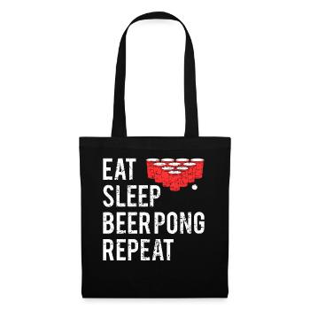 Eat Sleep Beer Pong Repeat Bier Pong Geschenk - Stoffbeutel - Schwarz - Vorne