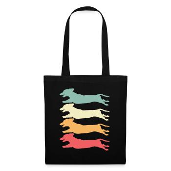 Teckel rétro - Sac en tissu - noir - Devant