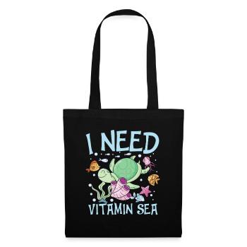I Need Vitamin Sea für Schildkrötenliebhaber - Stoffbeutel - Schwarz - Vorne
