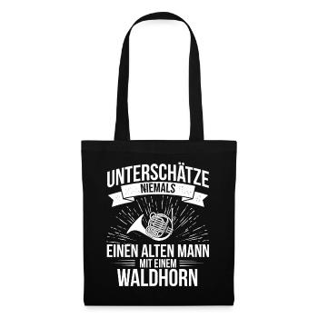 Waldhorn Waldhornspieler Waldhornist - Stoffbeutel - Schwarz - Vorne