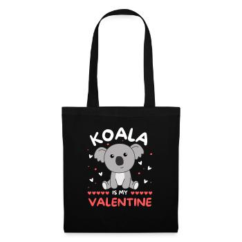 Koala zum Valentinstag süße Tiere mit Herzen - Stoffbeutel - Schwarz - Vorne