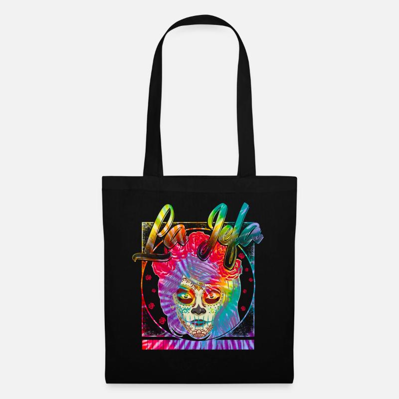 Dia De Los Muertos Hemd, La Jefa Zuckerschädel - Stoffbeutel - Schwarz
