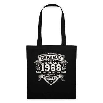 Né 1988 Janvier 35th anniversaire Homme cadeau - Sac en tissu - noir - Devant