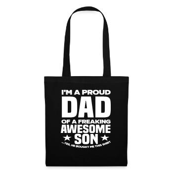 Fier Père Fils Enfant Papa Fête des pères - Sac en tissu - noir - Devant