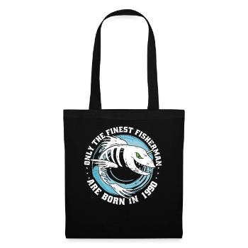 Pêcheur né 1990 anniversaire drôle - Sac en tissu - noir - Devant