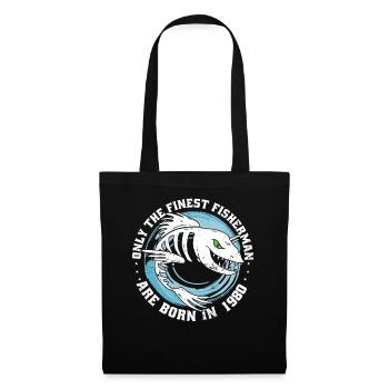 Pêcheur né 1980 anniversaire drôle - Sac en tissu - noir - Devant