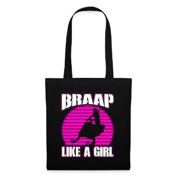 Braap Like A Girl Motorschlitten-schneemobilfahrer - Stoffbeutel - Schwarz - Vorne