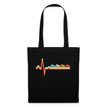 Moto Retro Heartbeat - Sac en tissu - noir - Devant