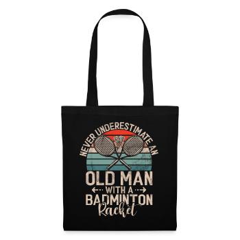 Badminton Lustiger Spruch Herren Badminton Design - Stoffbeutel - Schwarz - Vorne