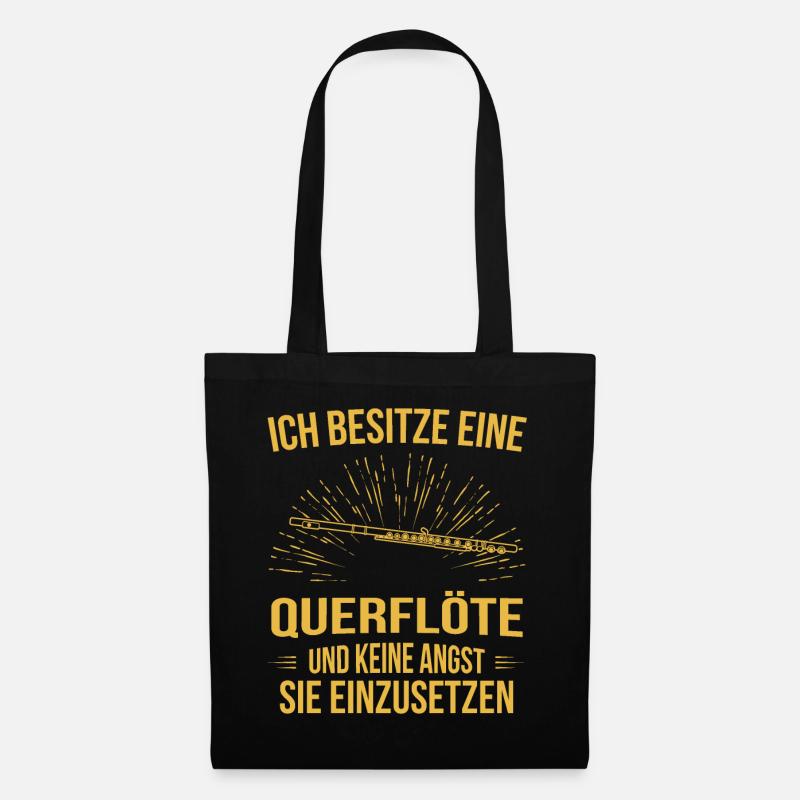 Querflöte Querflötenspieler Querflötist - Stoffbeutel - Schwarz