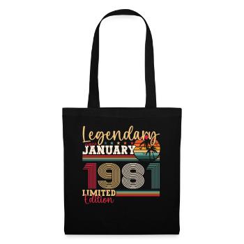 42e anniversaire né en 1981 janvier cadeau homme - Sac en tissu - noir - Devant