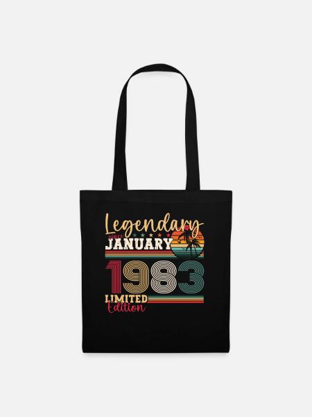40. Geburtstag Jahrgang 1983 Januar Geschenk Mann - Stoffbeutel - Schwarz