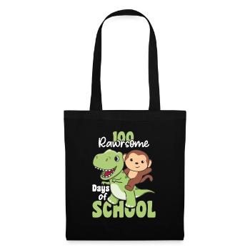 100 rawrsome days of school Monkey Trex 100 Days - Tote Bag - black - Front