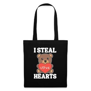 Bär zum Valentinstag ich stehle Herzen - Stoffbeutel - Schwarz - Vorne