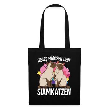 Dieses Mädchen liebt Siamkatzen - Stoffbeutel - Schwarz - Vorne