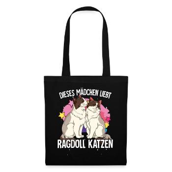Dieses Mädchen liebt Ragdoll Katzen - Stoffbeutel - Schwarz - Vorne