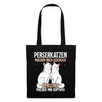 Perserkatzen - Stoffbeutel - Schwarz - Vorne