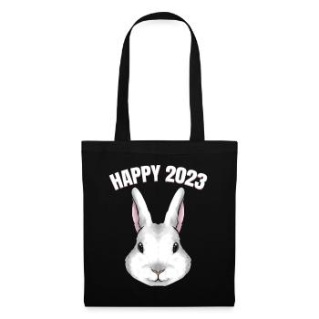 Realistic Rabbit Happy 2023 Chinese New Year - Stoffbeutel - Schwarz - Vorne