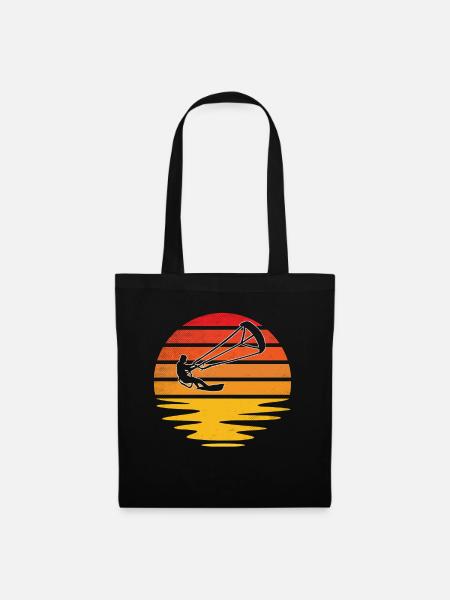 Kite surfen Retro - Stoffbeutel - Schwarz