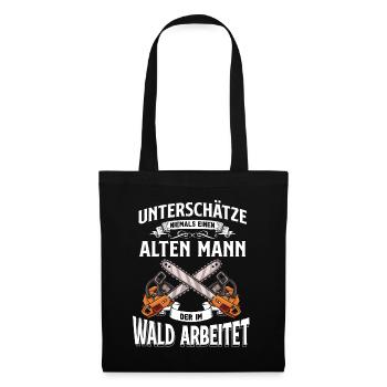Holz Geschenke Chainsaw Kettensäge Waldarbeiter - Stoffbeutel - Schwarz - Vorne