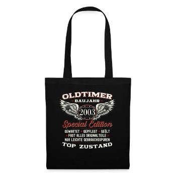 20. Geburtstag Oldtimer Jahrgang 2003 Geschenk - Stoffbeutel - Schwarz - Vorne