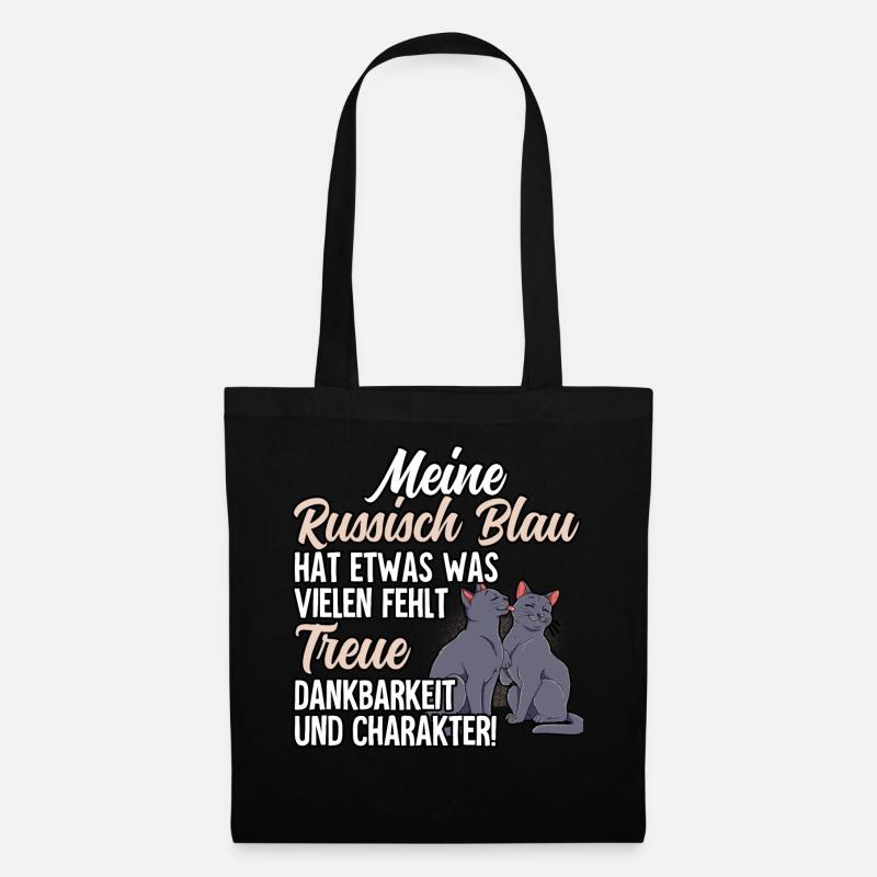 Russisch Blau Katze - Stoffbeutel - Schwarz