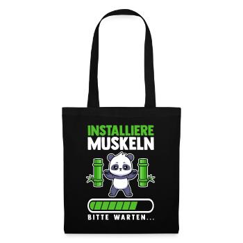 Muskeln Sport Fitness Gewichtheben Panda - Stoffbeutel - Schwarz - Vorne