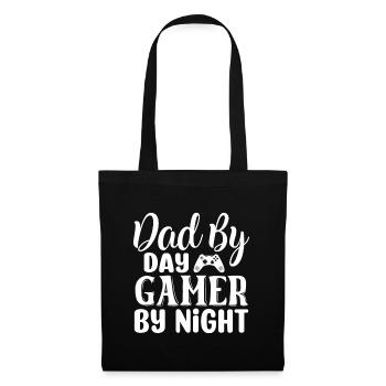 Dad By Day Gamer By Night - Lustiger Gamer Spruch - Stoffbeutel - Schwarz - Vorne