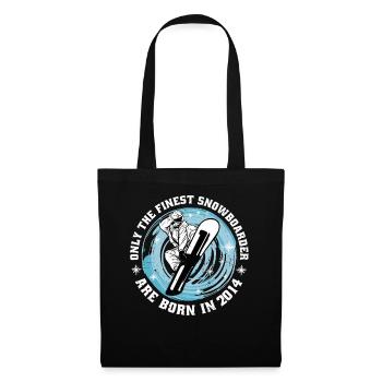 Snowboarder Année 2014 Anniversaire Snowboarding - Sac en tissu - noir - Devant