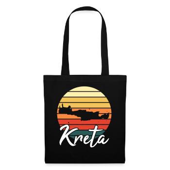 Kreta Insel Karte Urlaub Retro Vintage Geschenk - Stoffbeutel - Schwarz - Vorne