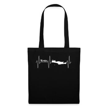 Carte de l’île de Crète Heartbeat Line Cadeau - Sac en tissu - noir - Devant