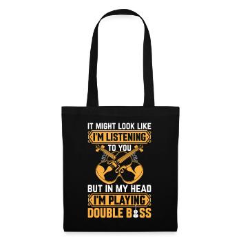 Double Bassiste - Dans ma tête je joue du Double Bas - Sac en tissu - noir - Devant